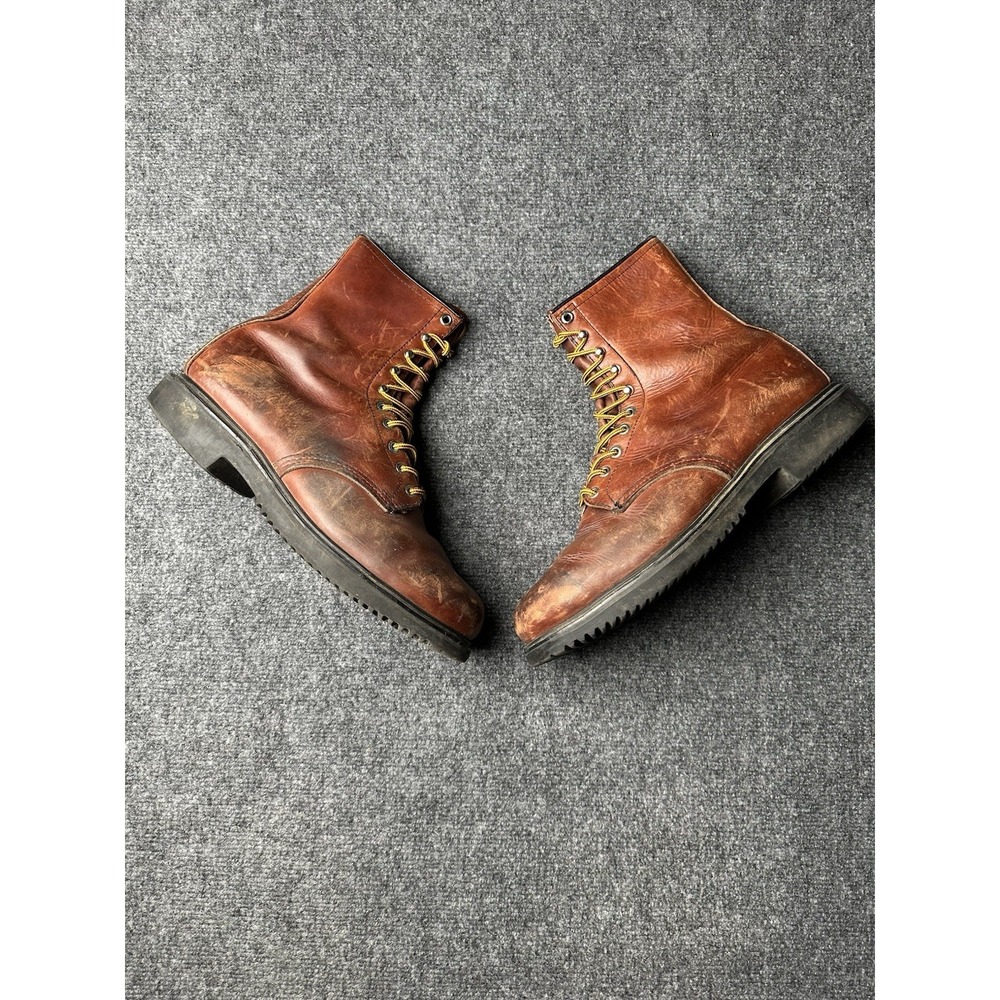 Mens Boots Red Wing Brown Leather Lace Up Work, Size US 11 B